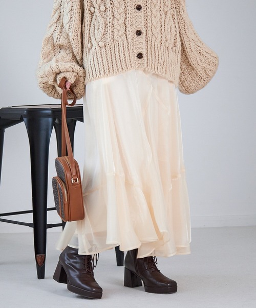 Heather（ヘザー）の「キラキライレヘムロングスカート　239587（スカート・レディース・アイボリー/ブラック/ブルー・FREE）」の2枚目の写真