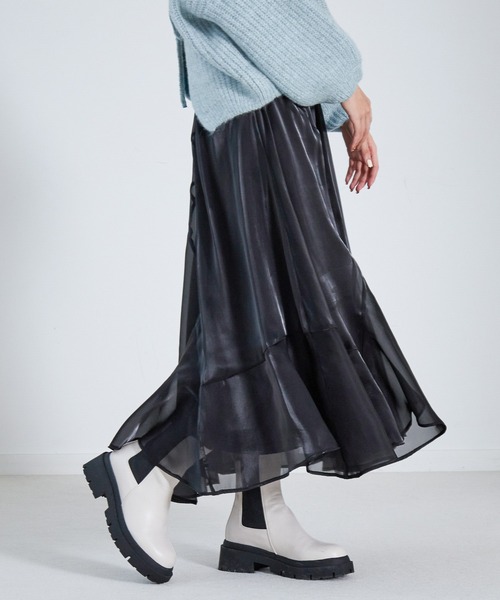 45Rのスカートです Heather（ヘザー）の「キラキライレヘムロングスカート 239587