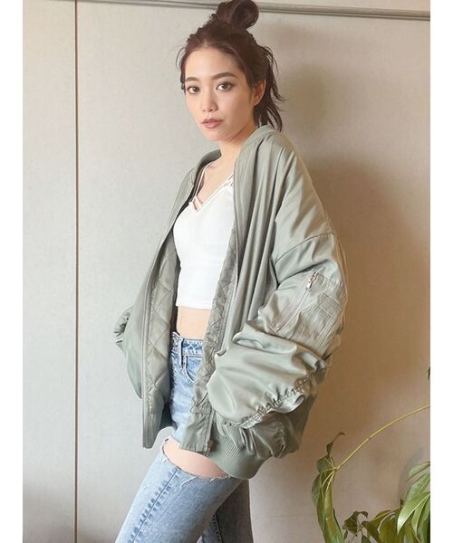 GYDA(ジェイダ)の「オーバーサイズMA-1(MA-1・レディース・ブラック/オリーブ・FREE)」の19枚目の写真