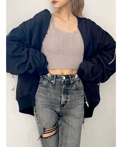 GYDA(ジェイダ)の「オーバーサイズMA-1(MA-1・レディース・ブラック/オリーブ・FREE)」の22枚目の写真
