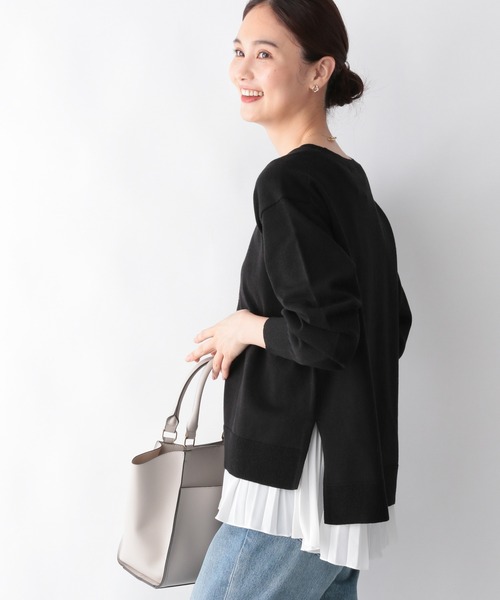 GLOBAL WORK(グローバルワーク)の「2SETレイヤードニットプルオーバー/957999(ニット/セーター・レディース・キャメル/ブラック/グリーン系その他4・MEDIUM/LARGE)」の2枚目の写真