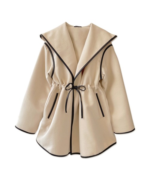 ANDGEEBEE（アンジービー）の「パイピングフーディーガウン（その他アウター・レディース・ベージュ/ネイビー・MEDIUM）」の14枚目の写真