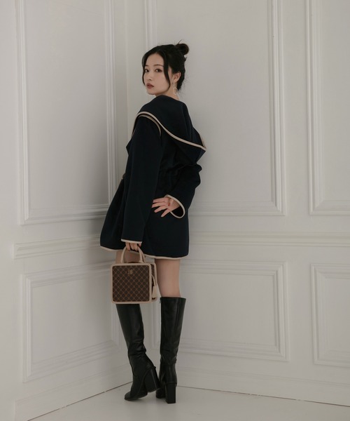 ANDGEEBEE（アンジービー）の「パイピングフーディーガウン（その他アウター・レディース・ベージュ/ネイビー・MEDIUM）」の15枚目の写真