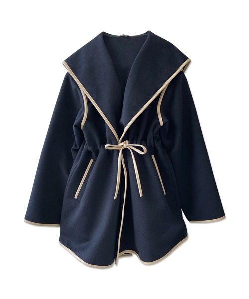 ANDGEEBEE（アンジービー）の「パイピングフーディーガウン（その他アウター・レディース・ベージュ/ネイビー・MEDIUM）」の22枚目の写真