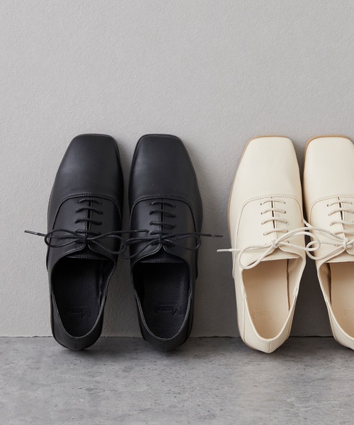 menue(メヌエ)の「スクエアトゥ オックスフォードシューズ 2wayバブーシュ(ドレスシューズ・レディース・アイボリー/ブラック・XS/S/M/L/LL/3L)」の15枚目の写真