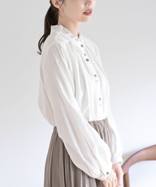 ネル起毛多釦襟フリルブラウス（シャツ/ブラウス）｜rps（アール