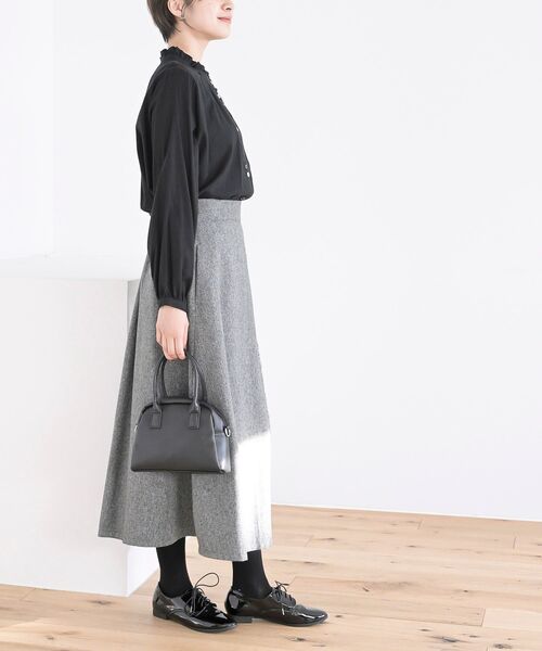 rps（アールピーエス）の「ネル起毛多釦襟フリルブラウス（シャツ/ブラウス・レディース・ブラック/ブラウン/オフホワイト/ブラック系その他2/ネイビー/マスタード/ベージュ系その他・M/フリー）」の10枚目の写真