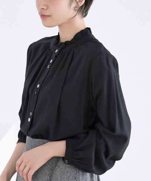 ネル起毛多釦襟フリルブラウス（シャツ/ブラウス）｜rps（アール