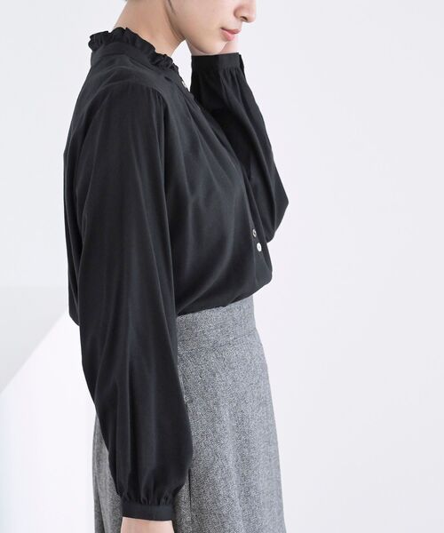 rps（アールピーエス）の「ネル起毛多釦襟フリルブラウス（シャツ/ブラウス・レディース・ブラック/ブラウン/オフホワイト/ブラック系その他2/ネイビー/マスタード/ベージュ系その他・M/フリー）」の14枚目の写真