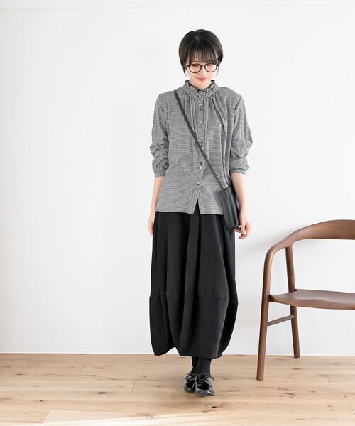 rps（アールピーエス）の「ネル起毛多釦襟フリルブラウス（シャツ/ブラウス・レディース・ブラック/ブラウン/オフホワイト/ブラック系その他2/ネイビー/マスタード/ベージュ系その他・M/フリー）」の15枚目の写真