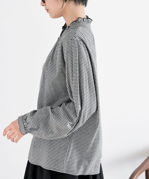 rps（アールピーエス）の「ネル起毛多釦襟フリルブラウス（シャツ/ブラウス・レディース・ブラック/ブラウン/オフホワイト/ブラック系その他2/ネイビー/マスタード/ベージュ系その他・M/フリー）」の20枚目の写真