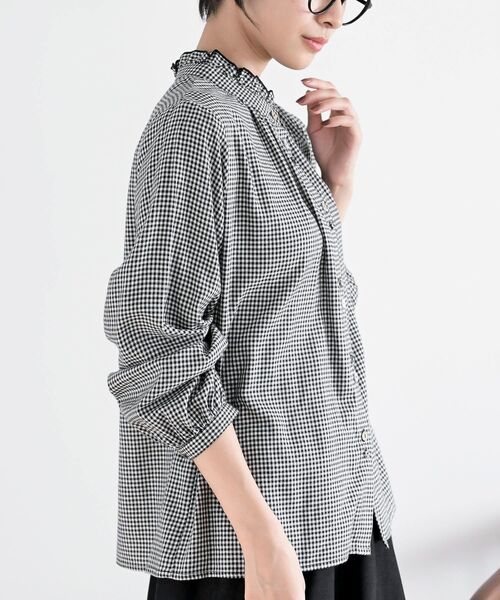 rps（アールピーエス）の「ネル起毛多釦襟フリルブラウス（シャツ/ブラウス・レディース・ブラック/ブラウン/オフホワイト/ブラック系その他2/ネイビー/マスタード/ベージュ系その他・M/フリー）」の22枚目の写真