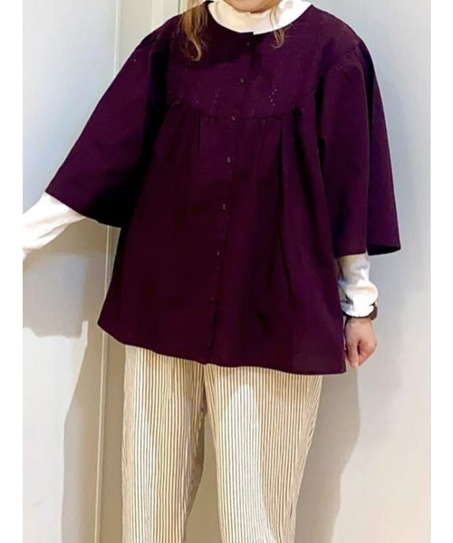 Samansa Mos2(サマンサ モスモス)の「レース切替前後着ブラウス(シャツ/ブラウス・レディース・パープル/ブラック/ベージュ/モカ・フリ-)」の4枚目の写真