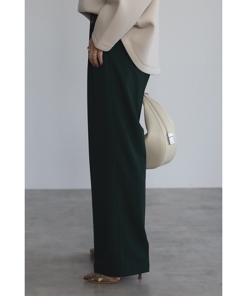 Bonjour Sagan（ボンジュールサガン）の「ドロストセンタープレスイージーパンツ（スラックス・レディース・ブラック/ダークグリーン・FREE）」の9枚目の写真