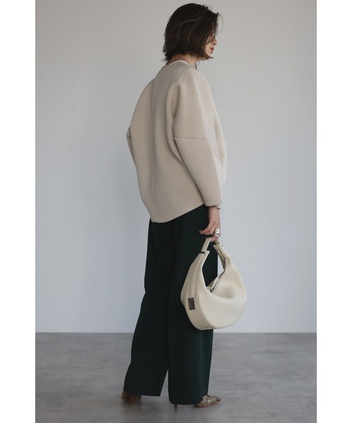 Bonjour Sagan（ボンジュールサガン）の「ドロストセンタープレスイージーパンツ（スラックス・レディース・ブラック/ダークグリーン・FREE）」の12枚目の写真