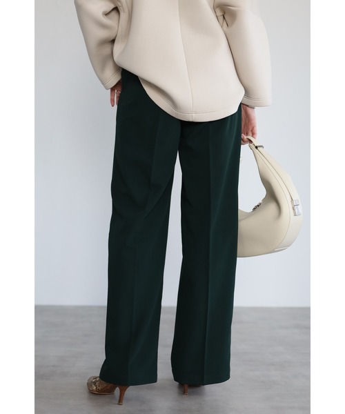 Bonjour Sagan（ボンジュールサガン）の「ドロストセンタープレスイージーパンツ（スラックス・レディース・ブラック/ダークグリーン・FREE）」の6枚目の写真