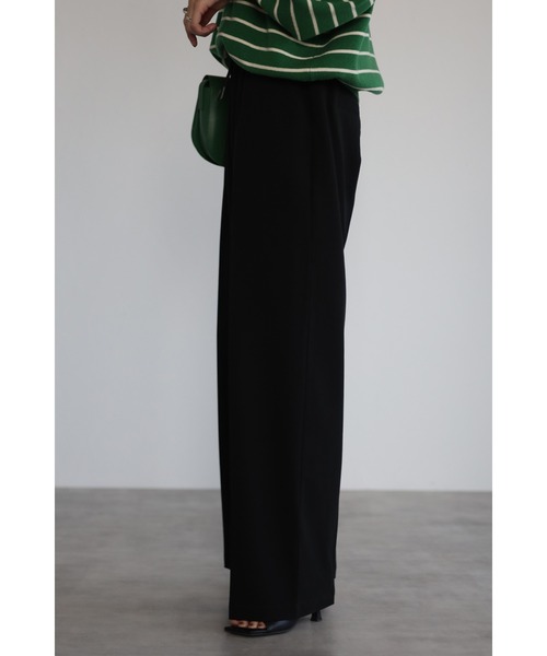 Bonjour Sagan（ボンジュールサガン）の「ドロストセンタープレスイージーパンツ（スラックス・レディース・ブラック/ダークグリーン・FREE）」の7枚目の写真