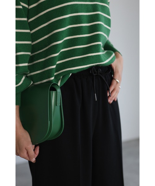 Bonjour Sagan（ボンジュールサガン）の「ドロストセンタープレスイージーパンツ（スラックス・レディース・ブラック/ダークグリーン・FREE）」の3枚目の写真