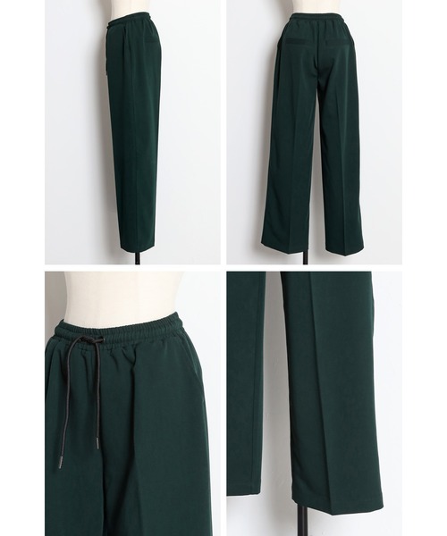 Bonjour Sagan（ボンジュールサガン）の「ドロストセンタープレスイージーパンツ（スラックス・レディース・ブラック/ダークグリーン・FREE）」の4枚目の写真