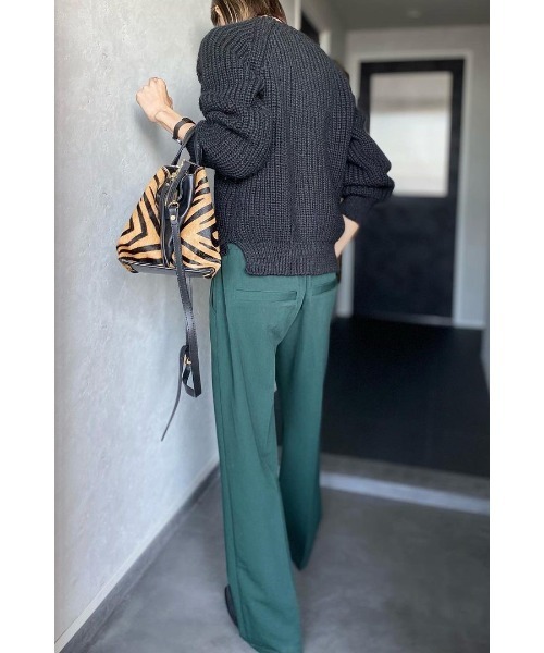 Bonjour Sagan（ボンジュールサガン）の「ドロストセンタープレスイージーパンツ（スラックス・レディース・ブラック/ダークグリーン・FREE）」の19枚目の写真