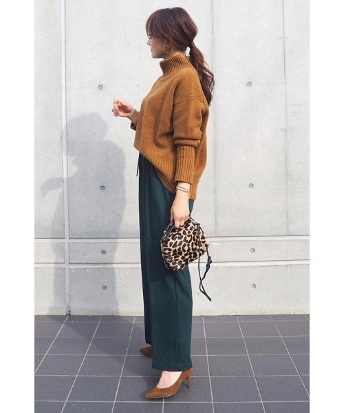 Bonjour Sagan（ボンジュールサガン）の「ドロストセンタープレスイージーパンツ（スラックス・レディース・ブラック/ダークグリーン・FREE）」の18枚目の写真