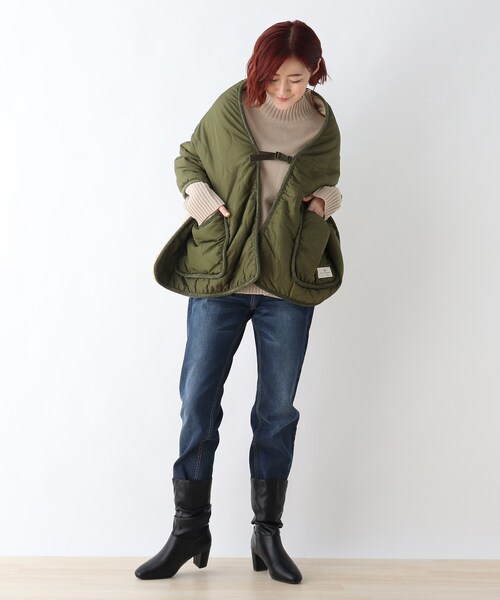 DRESKIP（ドレスキップ）の「◆ボアキルトポケットストール（ストール/ショール・レディース・ベージュ/キャメル/カーキ・00）」の7枚目の写真