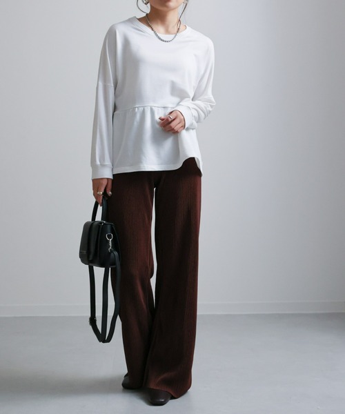 sakishimatokyo(サキシマトーキョー)の「ルージングフリル(ラッフル)切り替えトレーナー(Tシャツ/カットソー・レディース・ホワイト/ブラック/イエロー/ブルー・FREE)」の7枚目の写真