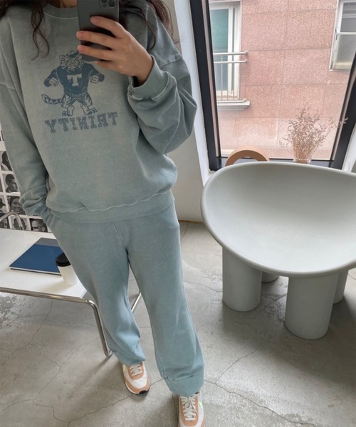 me+em select（ミームセレクト）の「TRINITYピグメントヴィンテージトレーナー（スウェット・レディース・ミント/ベージュ/チャコール・FREE）」の9枚目の写真