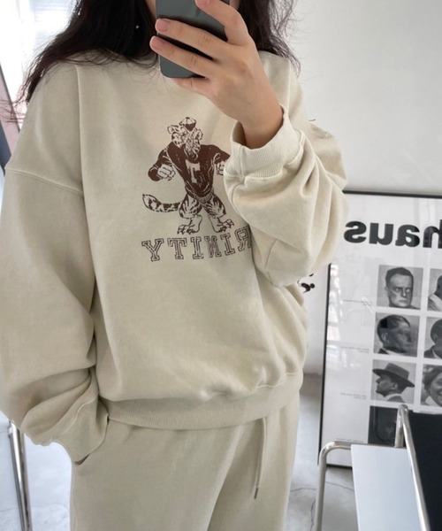 me+em select（ミームセレクト）の「TRINITYピグメントヴィンテージトレーナー（スウェット・レディース・ミント/ベージュ/チャコール・FREE）」の14枚目の写真