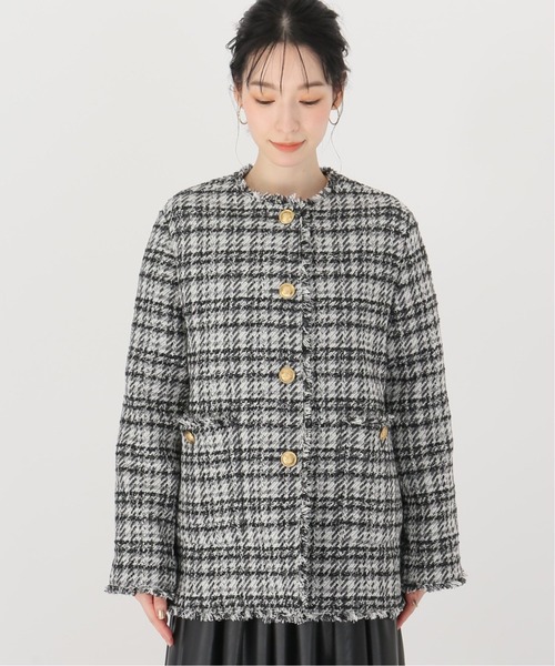 La TOTALITE(ラトータリテ)の「WOOL ツィード ジャケット(ノーカラージャケット・レディース・マルチ/ブラック・FREE)」の20枚目の写真