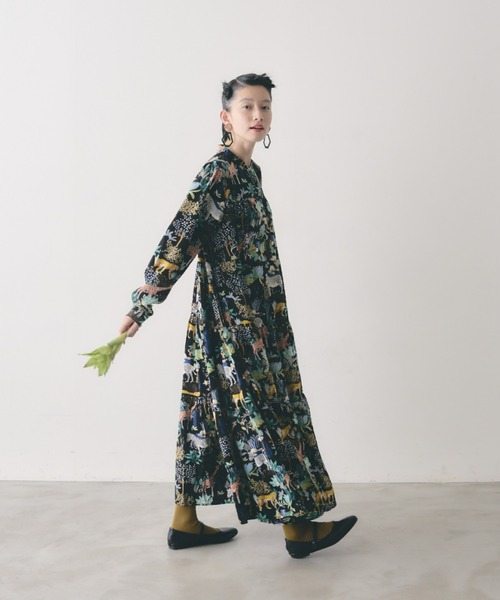 manana suerte（マニャーナスエルテ）の「サファリプリントワンピース（ワンピース・レディース・ブラック・FREE）」の10枚目の写真