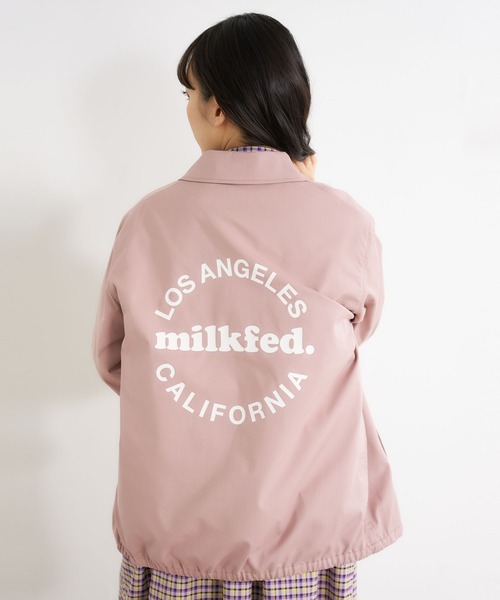 MILKFED.(ミルクフェド)の「COACH JACKET(ブルゾン・レディース・ブラック/ライトピンク/オフホワイト/ライトグリーン・S/M)」の4枚目の写真