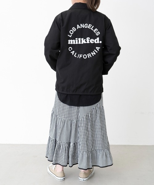 MILKFED.(ミルクフェド)の「COACH JACKET(ブルゾン・レディース・ブラック/ライトピンク/オフホワイト/ライトグリーン・S/M)」の12枚目の写真