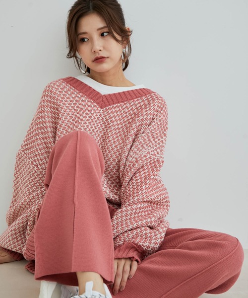 vis-`a-vis（ビサビ）の「【WEB限定】【高橋愛コラボ】スリット入りニットパンツ【セットアップ対応】（スラックス・レディース・ピンク/ブラック/オフホワイト・S/M）」の17枚目の写真