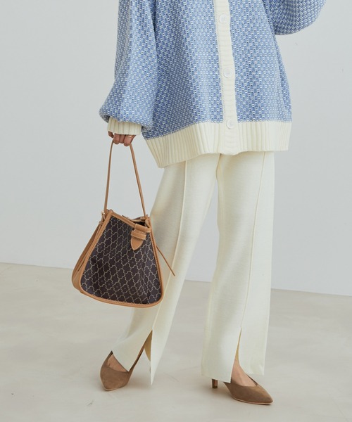 vis-`a-vis（ビサビ）の「【WEB限定】【高橋愛コラボ】スリット入りニットパンツ【セットアップ対応】（スラックス・レディース・ピンク/ブラック/オフホワイト・S/M）」の14枚目の写真