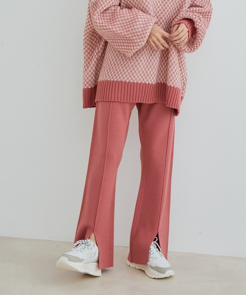 vis-`a-vis（ビサビ）の「【WEB限定】【高橋愛コラボ】スリット入りニットパンツ【セットアップ対応】（スラックス・レディース・ピンク/ブラック/オフホワイト・S/M）」の16枚目の写真