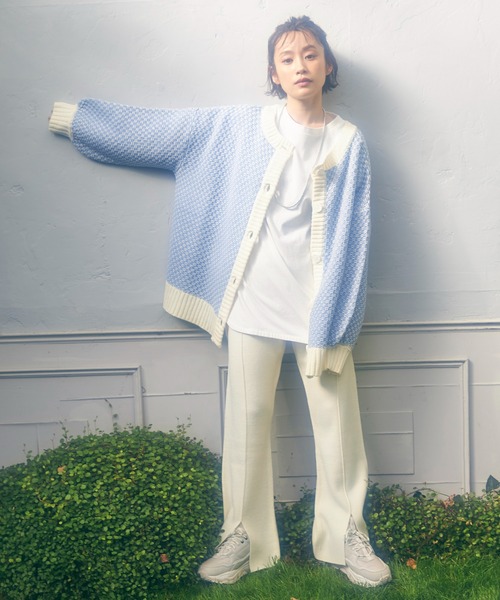 vis-`a-vis（ビサビ）の「【WEB限定】【高橋愛コラボ】スリット入りニットパンツ【セットアップ対応】（スラックス・レディース・ピンク/ブラック/オフホワイト・S/M）」の5枚目の写真