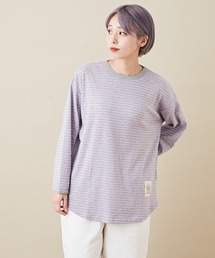 CUBE SUGAR（キューブシュガー）の「ショートスラブビッグクルーネックボーダーロンT（Tシャツ/カットソー）」