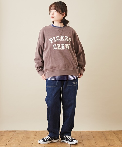 CUBE SUGAR（キューブシュガー）の「ショートスラブビッグクルーネックボーダーロンT（Tシャツ/カットソー・レディース・ブラック/トップグレー/ラベンダー/ペールイエロー/ピンク/マルチ・M）」の18枚目の写真