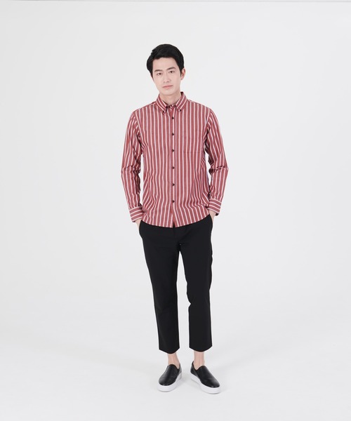 Blue Standard （ブルースタンダード）の「【BLUE STANDARD/ブルースタンダード】ラクケア イージーケア ツイルストライプボタンダウンシャツ（シャツ/ブラウス・メンズ・グリーン/ブルー/ワイン/ブラック/ダークブルー/ダークグリーン/スミクロ・MEDIUM/LARGE/X-LARGE）」の10枚目の写真