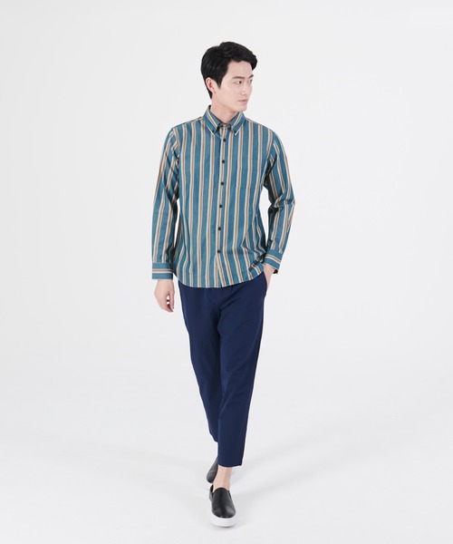 Blue Standard （ブルースタンダード）の「【BLUE STANDARD/ブルースタンダード】ラクケア イージーケア ツイルストライプボタンダウンシャツ（シャツ/ブラウス・メンズ・グリーン/ブルー/ワイン/ブラック/ダークブルー/ダークグリーン/スミクロ・MEDIUM/LARGE/X-LARGE）」の16枚目の写真