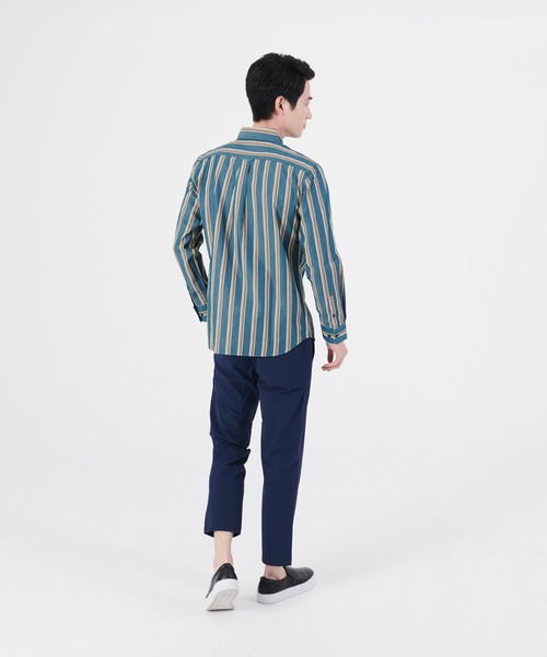 Blue Standard （ブルースタンダード）の「【BLUE STANDARD/ブルースタンダード】ラクケア イージーケア ツイルストライプボタンダウンシャツ（シャツ/ブラウス・メンズ・グリーン/ブルー/ワイン/ブラック/ダークブルー/ダークグリーン/スミクロ・MEDIUM/LARGE/X-LARGE）」の22枚目の写真