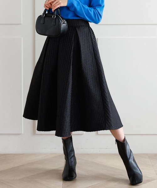 KOBE LETTUCE（コウベレタス）の「ドットジャガードボリュームフレアスカート（スカート・レディース・ブラック/オフホワイト・FREE）」の7枚目の写真