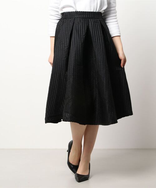 KOBE LETTUCE（コウベレタス）の「ドットジャガードボリュームフレアスカート（スカート・レディース・ブラック/オフホワイト・FREE）」の9枚目の写真