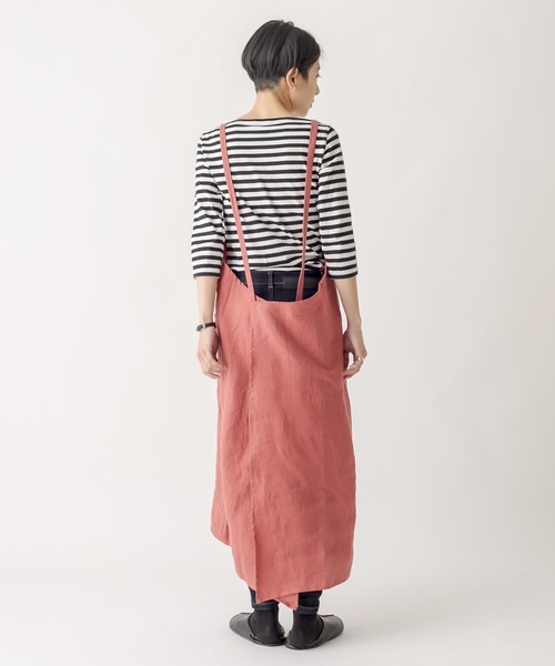 CUISINE HABITS（クイジーヌハビッツ）の「【CUiSiNE HABiTS】リネンロング エプロン（エプロン・レディース・グレー/レッド/カーキ・フリー）」の9枚目の写真