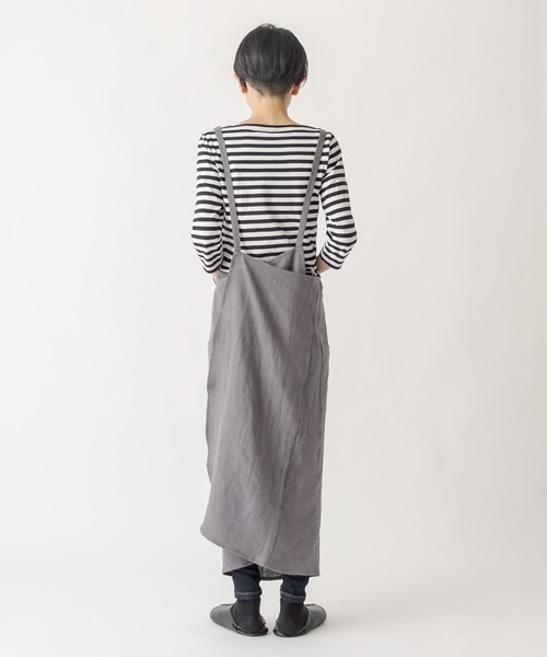 CUISINE HABITS（クイジーヌハビッツ）の「【CUiSiNE HABiTS】リネンロング エプロン（エプロン・レディース・グレー/レッド/カーキ・フリー）」の13枚目の写真