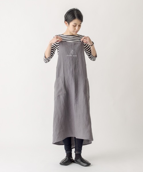 CUISINE HABITS（クイジーヌハビッツ）の「【CUiSiNE HABiTS】リネンロング エプロン（エプロン・レディース・グレー/レッド/カーキ・フリー）」の12枚目の写真