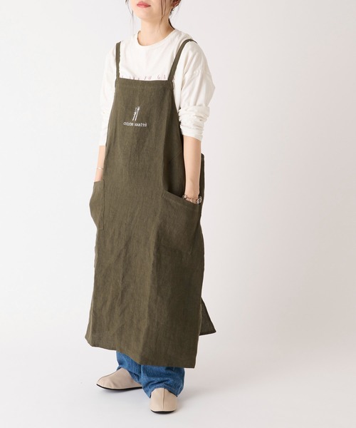 CUISINE HABITS（クイジーヌハビッツ）の「【CUiSiNE HABiTS】リネンロング エプロン（エプロン・レディース・グレー/レッド/カーキ・フリー）」の17枚目の写真