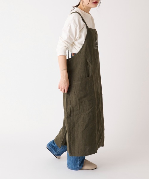 CUISINE HABITS（クイジーヌハビッツ）の「【CUiSiNE HABiTS】リネンロング エプロン（エプロン・レディース・グレー/レッド/カーキ・フリー）」の19枚目の写真