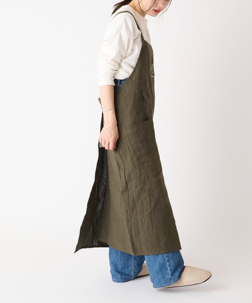 CUISINE HABITS（クイジーヌハビッツ）の「【CUiSiNE HABiTS】リネンロング エプロン（エプロン・レディース・グレー/レッド/カーキ・フリー）」の20枚目の写真